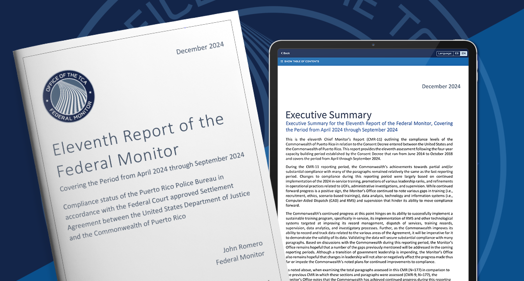 Visualization of printed copy on a clipboard and online version on a tabled of the TCA'a report.